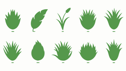 Botanical Greenery Seamless Pattern with Plants and Grass Silhouettes Vector Background