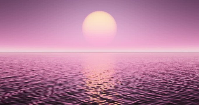 Wave sea beach and sunset sky abstract background. Nature and summer concept. 3d render.	
