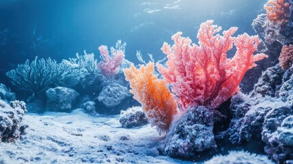 Vibrant Coral Reef Ecosystem with Diverse Marine Life.