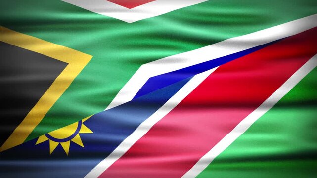 Wavy Combined Flags of South Africa and Namibia, Short Looping Animation of National Unity and Cultural Connection