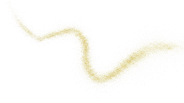 Golden glitter dust trail abstract light effect isolated on transparent background