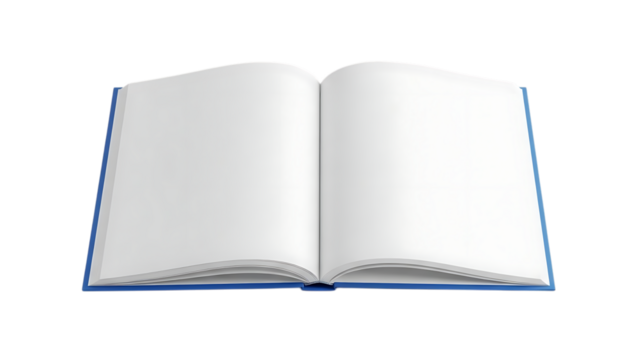 Open blank book with white pages isolated on transparent background - Powered by Adobe