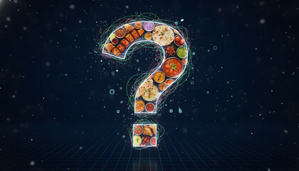 Question mark with food inside