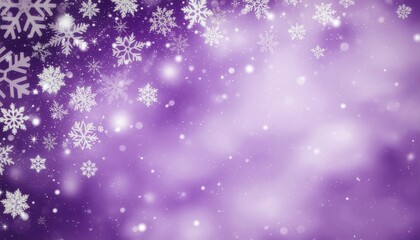 Fototapeta premium Winter wonderland snowflakes falling purple background digital art soft focus whimsical atmosphere for seasonal designs and decorations