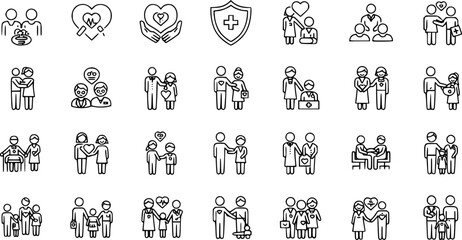 Collection of Icons Representing People and Care