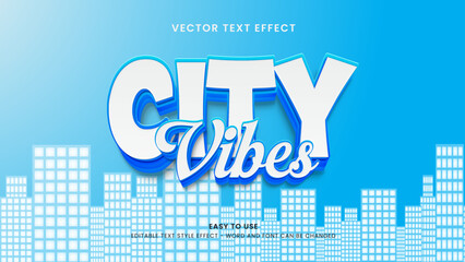 city vibes editable text effect 3d vector
