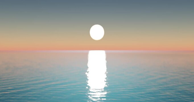 Wave sea beach and sunset sky abstract background. Nature and summer concept. 3d render.	