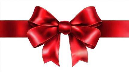 Shiny Red Bow on Ribbon for Festive Decor and Gift Wrapping
