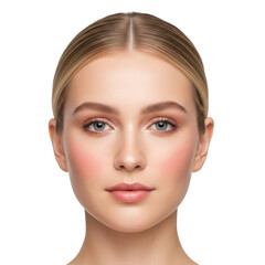 Obraz premium Young woman with makeup applied displaying elegant cosmetics and beauty isolated on transparent background