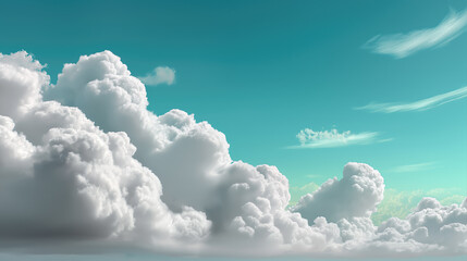 White fluffy clouds in turquoise blue sky weather background freedom and dream atmosphere for nature and inspirational design