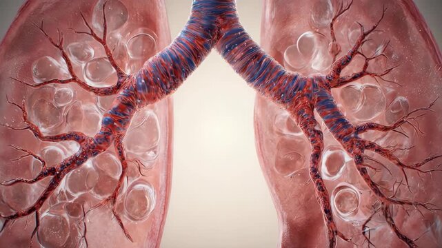 Detailed 3D Animation of Human Lungs and Respiratory System