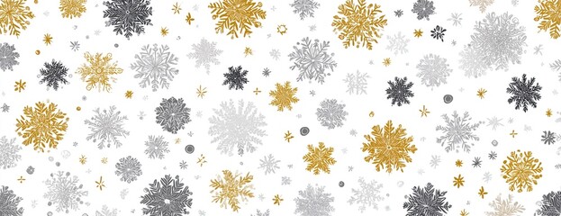 Gold and Grey Snowflake Pattern for Winter Decor, Festive Design, and Seasonal Projects