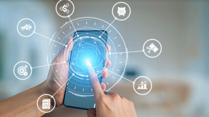Modern budgeting and financial management icons showing finance, savings, tax, and planning. Budget supports business strategy, budget helps growth, and budgeting ensures financial control. Gist