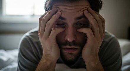 Man struggling with overwhelming fatigue and lack of sleep