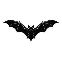 Spooky black bat silhouette with widespread wings, a symbol of halloween and night, isolated on