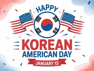 Celebrating korean american day with flags and festive confetti on january thirteenth