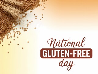 Celebrating national gluten free day with grains and a special announcement sign