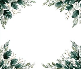 Elegant Green Floral Frame for Invitations, Greeting Cards, and Wedding Decor