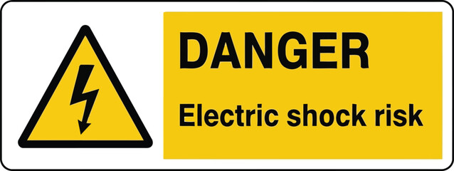 Obraz premium Danger electric shock risk sign warning symbol safety hazard alert vector