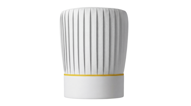 Chef s hat PNG isolated on transparent background, professional cook uniform headwear for culinary arts and restaurant use