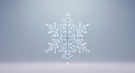 Minimalist Holiday Concept: Delicate Clear Snowflake on Soft Pastel Background