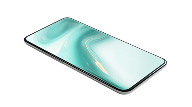 Photorealistic 3D render of modern smart phone device for mobile app presentation, technology advertising, UI showcase isolated on white background
