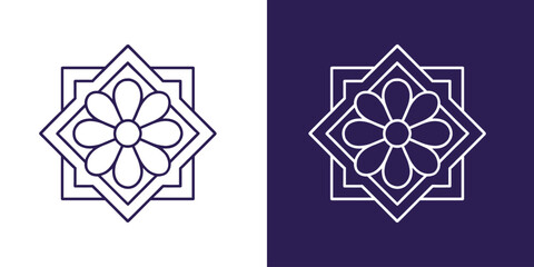 Geometric Floral Line Art Logo Elegant Minimalist Vector Design