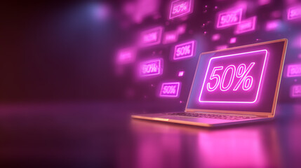 Neon 50% discount on laptop screen for online sale