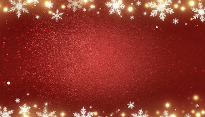 Christmas holiday celebration with snowflakes and glitter effects festive red background digital art vibrant and cheerful atmosphere close-up view seasonal concept for visual appeal