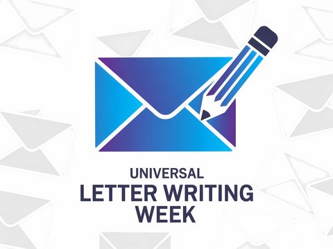 Celebrating universal letter writing week with an envelope and pencil icon