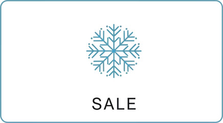 Winter sale advertisement with snowflake icon in a blue and white frame