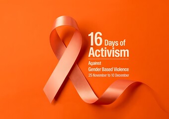 Orange ribbon for 16 days of activism against gender based violence awareness and support campaign