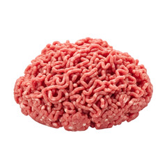 Raw ground beef pile isolated on transparent background