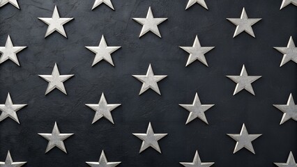 Obraz premium Pattern of Silver Stars on a Textured Dark Gray Background with Subtle Lighting and Shadows
