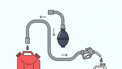 Fuel Transfer Illustration - Pumping Gas from Can to Tank.