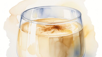Festive holiday eggnog drink with cinnamon spice watercolor illustration