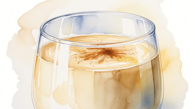 Festive holiday eggnog drink with cinnamon spice watercolor illustration