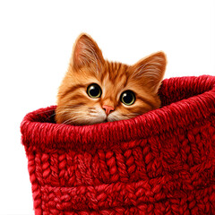 Orange Tabby Cat Inside a Cozy Knitted Sock 