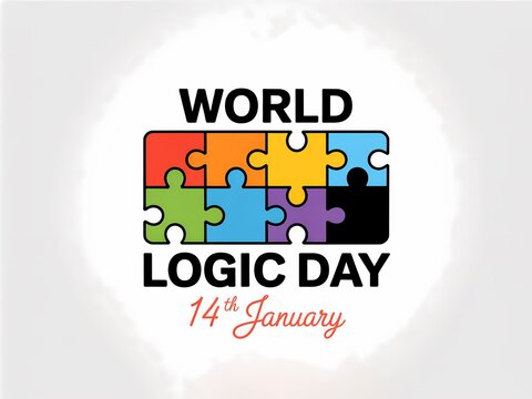 Celebrating world logic day on january 14th with a colorful interconnected puzzle representing critical thinking and problem solving