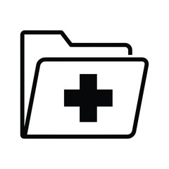 Obraz premium Medical folder icon with a health cross symbol, representing patient records, isolated on
