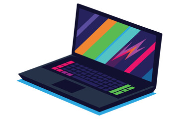 Gaming Laptop RGB Action Vector Illustration