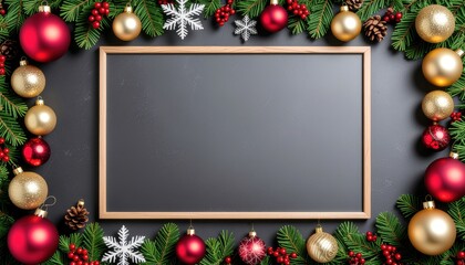 Fototapeta premium Festive decoration action christmas event holiday setting indoor environment close-up viewpoint elegant concept with ornaments and greenery