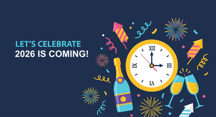 Let's celebrate 2026 is coming, vector illustration design