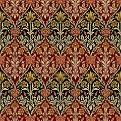 Abstract seamless color full paisley flower leaf bunch pattern