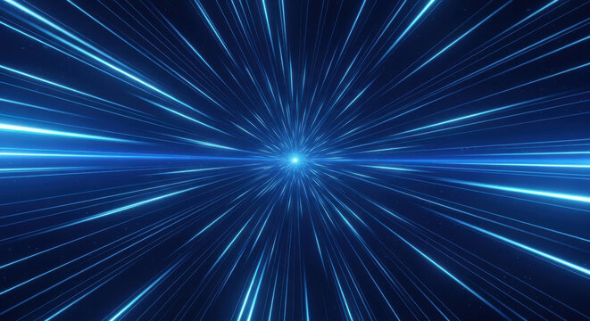 Blue light speed tunnel abstract background
