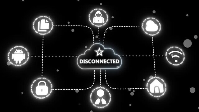 Advanced cloud Disconnected system with secure network connection, data protection, encryption process, file sharing, digital storage, and online synchronization technology - Powered by Adobe