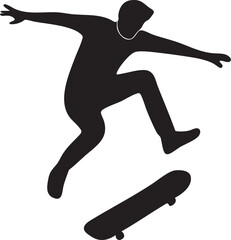 Skateboarder's Silhouette: A daring skateboarder, caught mid-air in a gravity-defying trick, silhouetted against a neutral backdrop, showcasing skill and energy.