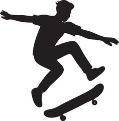 Skateboarder in Action Silhouette: A dynamic silhouette captures a skateboarder mid-air, executing a thrilling trick with focused agility and effortless style. 