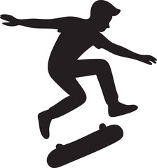 Skateboard Silhouette: Capturing the dynamic silhouette of a young skater executing an impressive jump, embodying the spirit of action, movement, and urban youth culture.