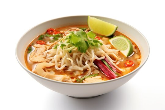 Mee soto asian noodle on white backgound